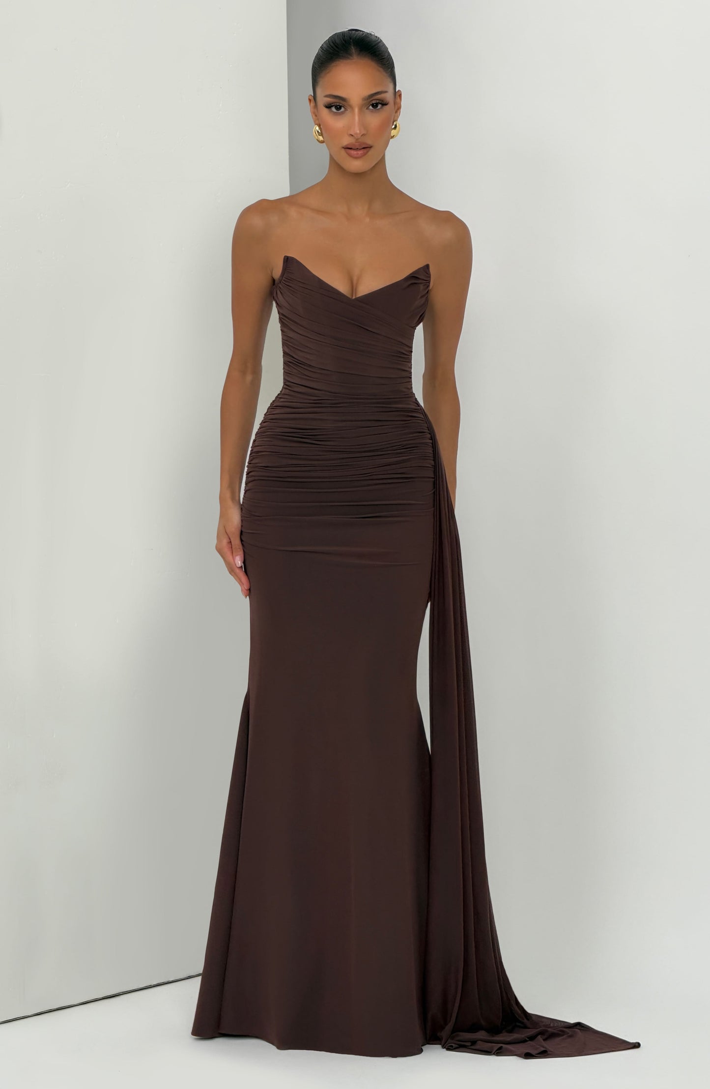 Robe Longue Ashika - Brun Prune