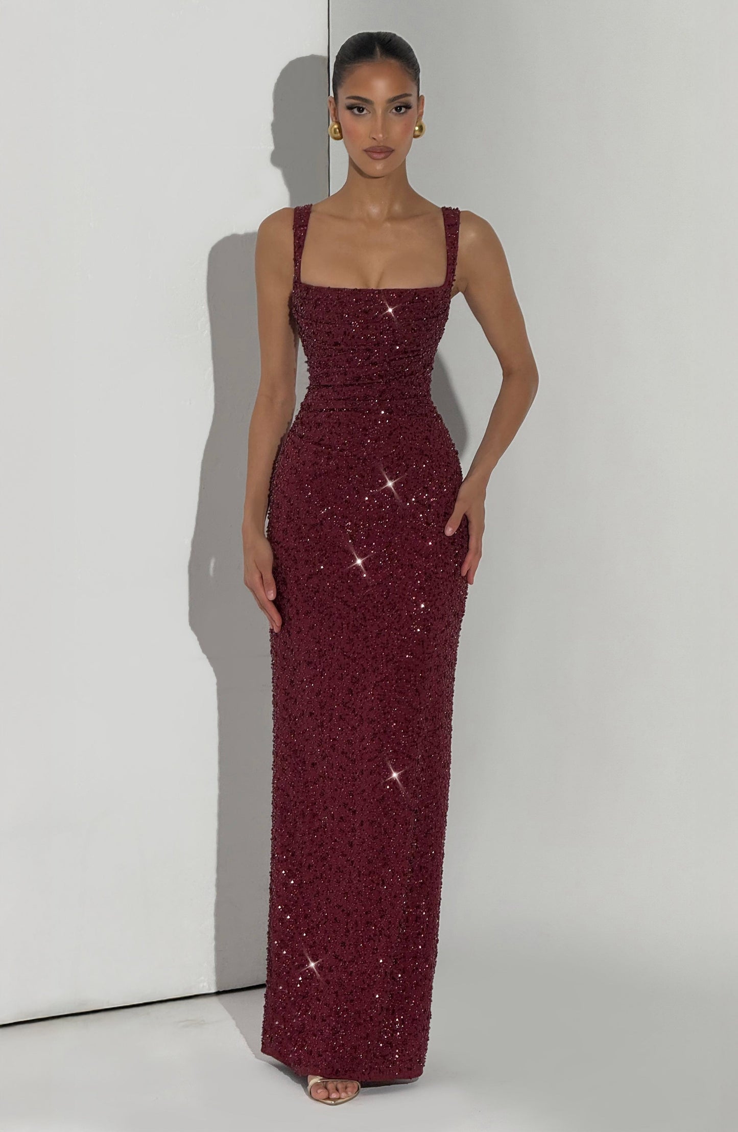 Robe Longue Calanthe - Bourgogne Scintillant