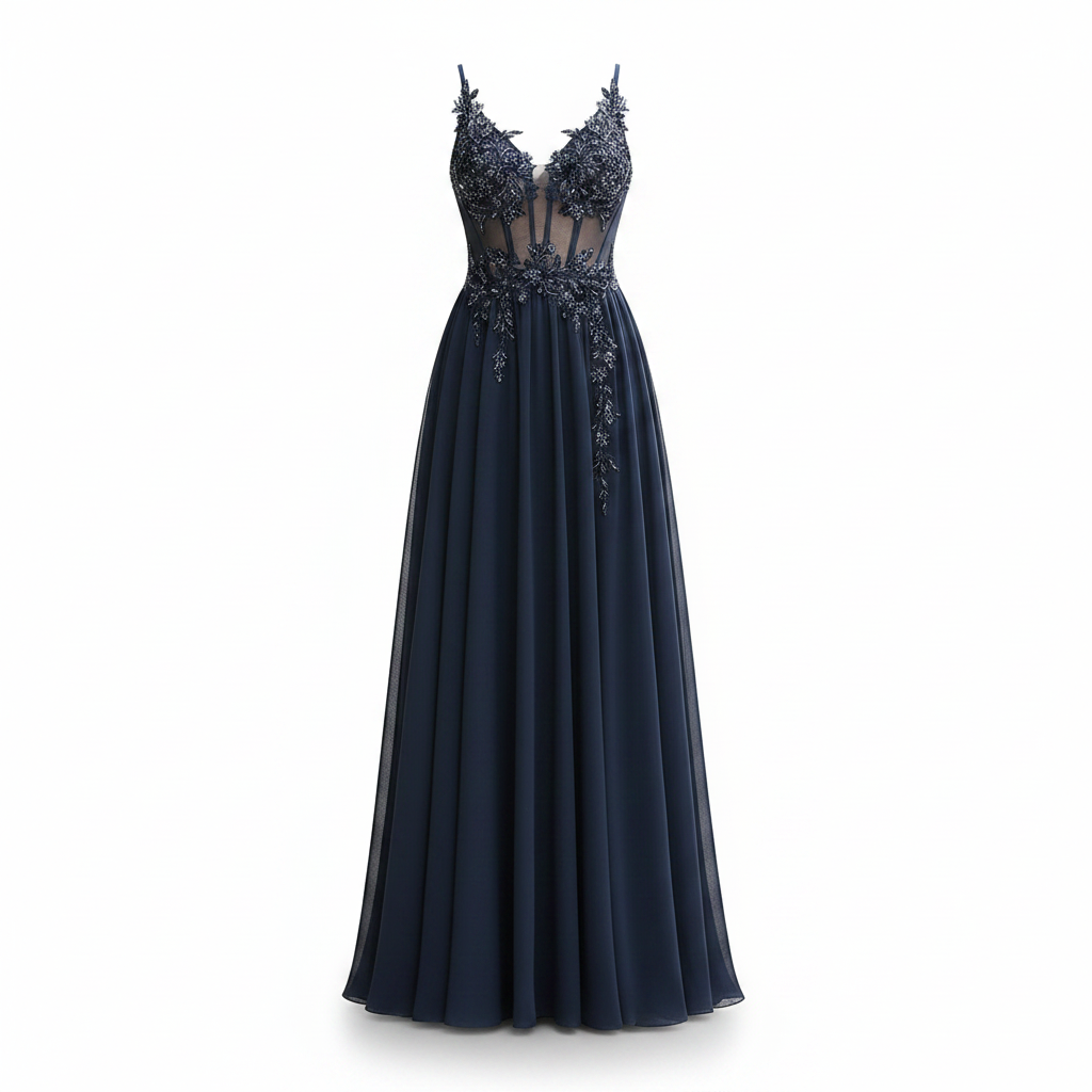 Robe de Soirée Bleue Marine Élégante – Robe de Luxe de la boutique Lovea Paris