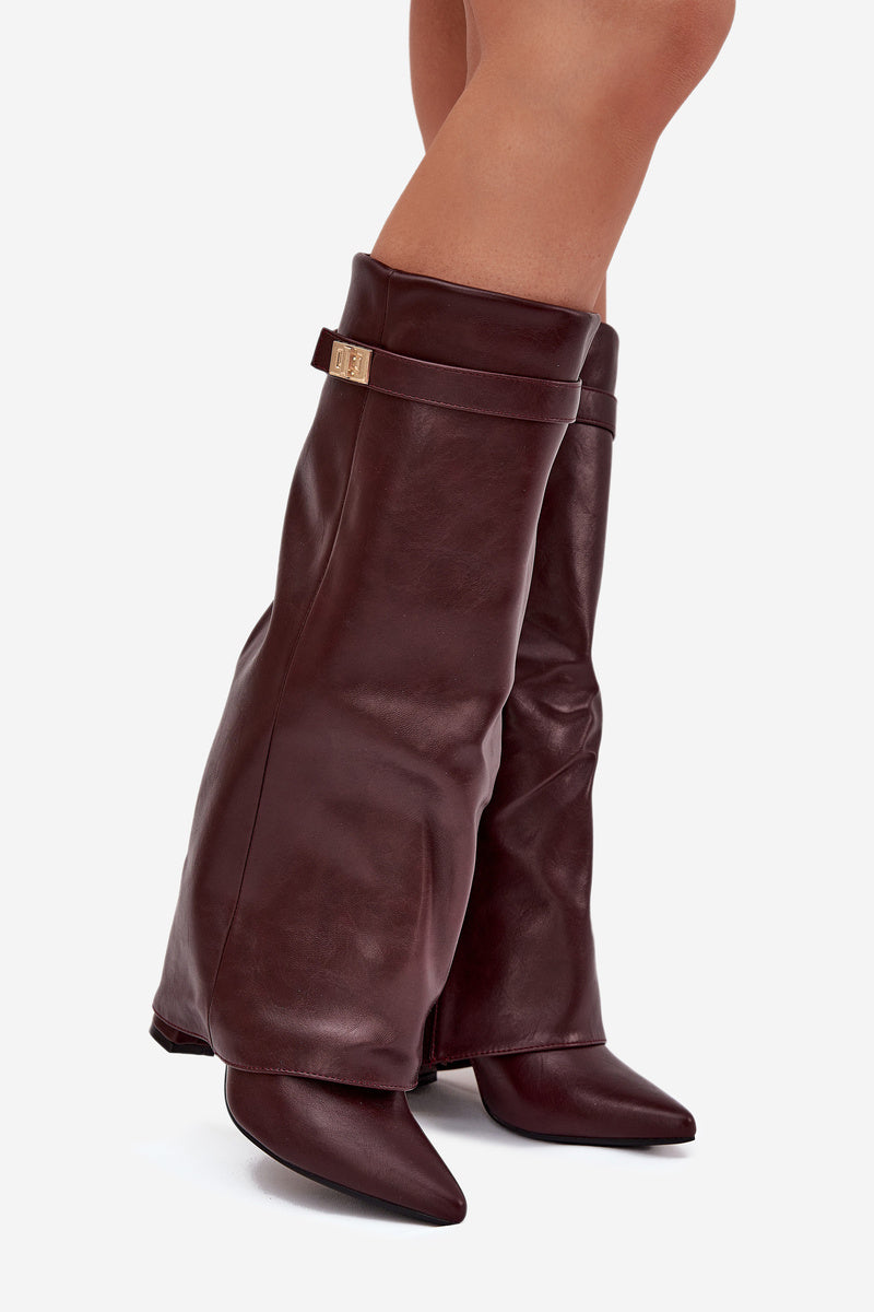 Robe Bottes En Cuir Lavista Hauteur Genou - Bourgogne