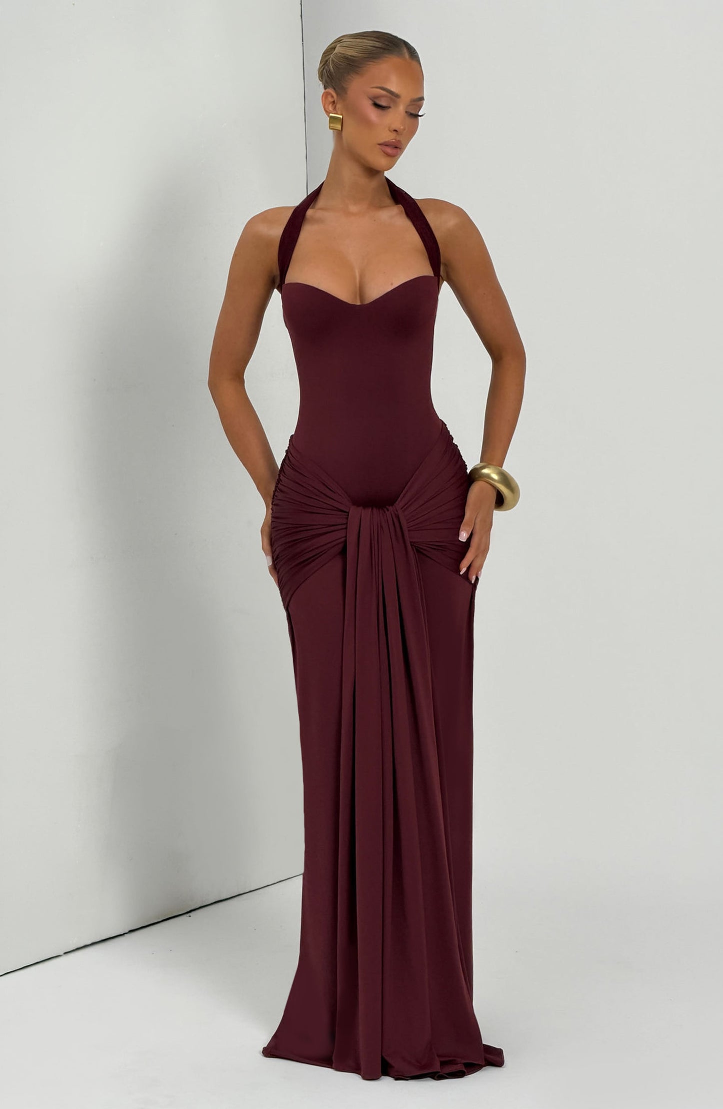Robe Longue Gia - Cerise laquée