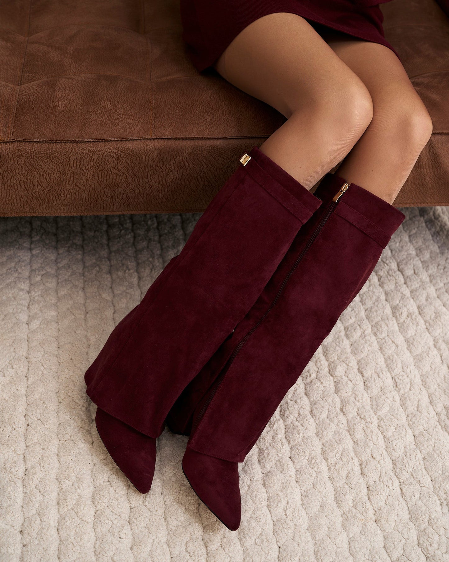 Robe Bottes hautes en suède lavista - bordeaux
