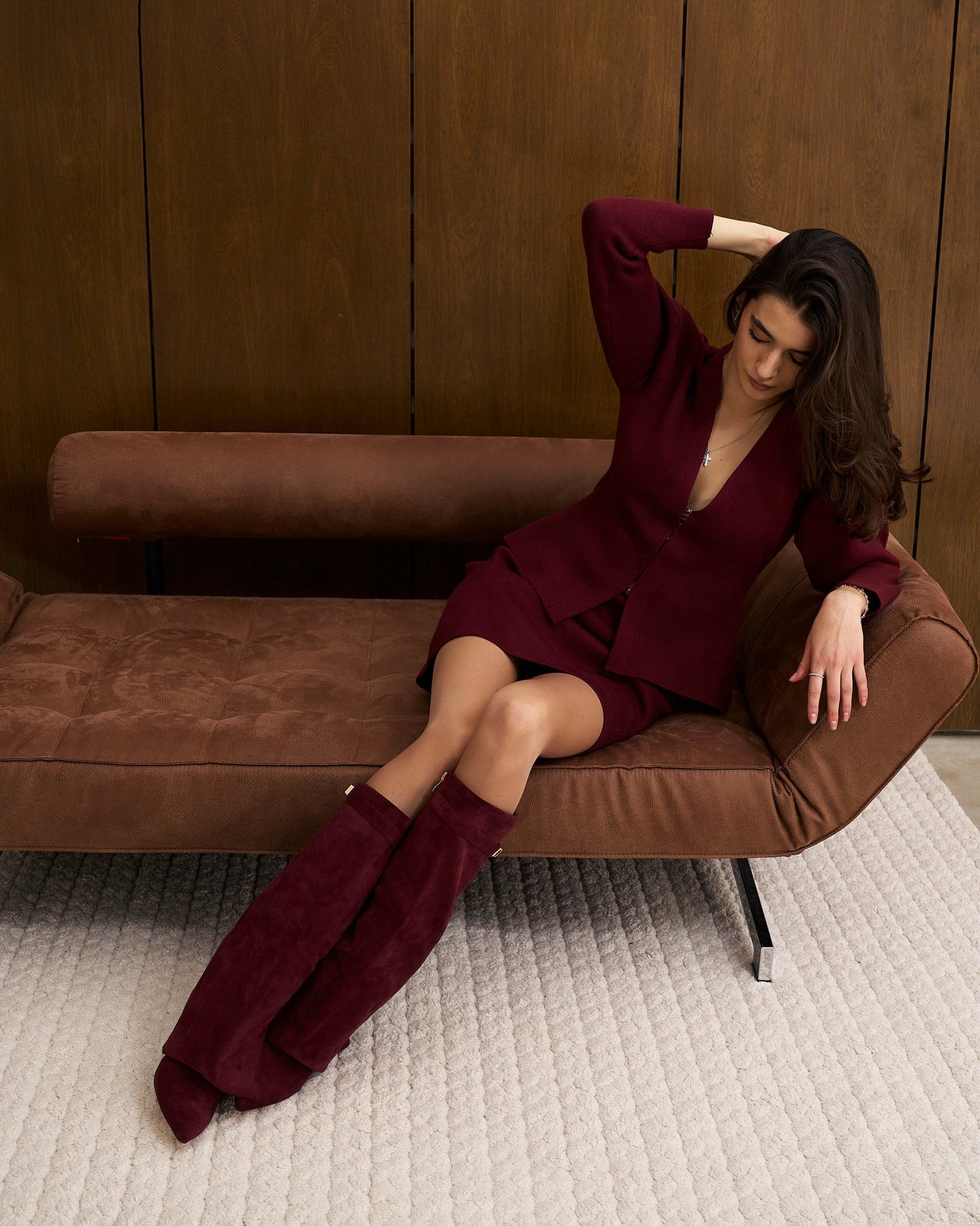 Robe Bottes hautes en suède lavista - bordeaux