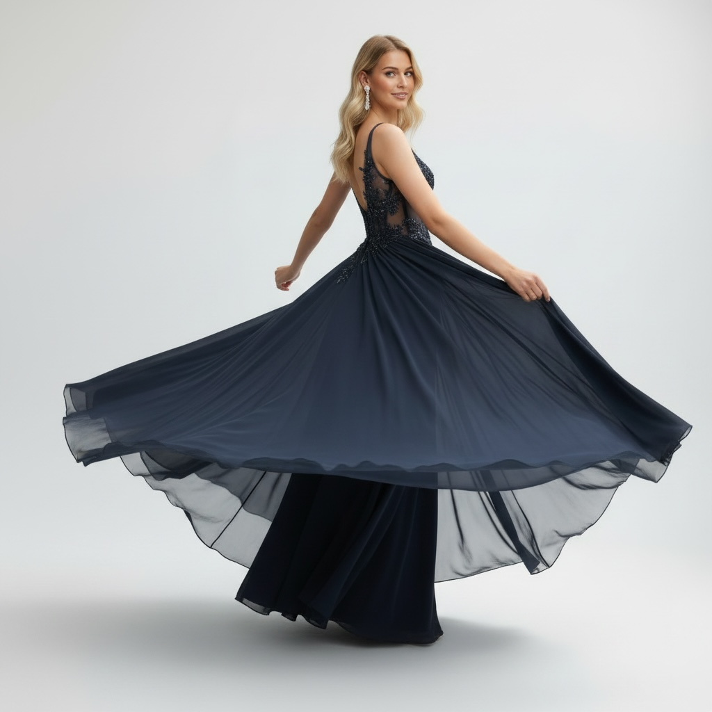 Robe de Soirée Bleue Marine Élégante – Robe de Luxe de la boutique Lovea Paris