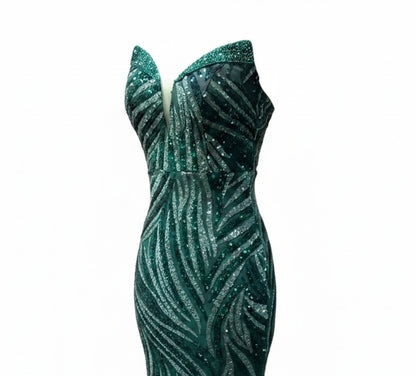 Robe sirène pailletée vert émeraude – Robe de Luxe de la boutique Lovea Paris
