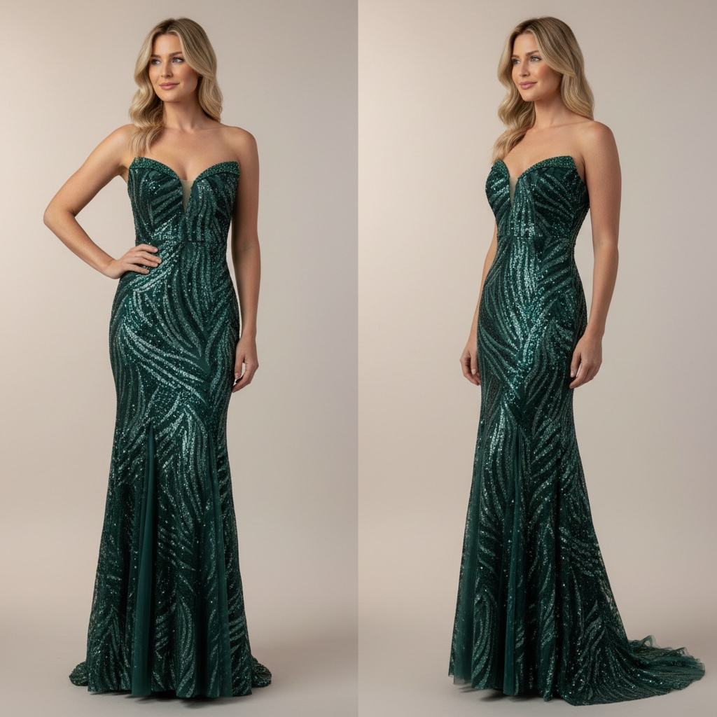 Robe sirène pailletée vert émeraude – Robe de Luxe de la boutique Lovea Paris