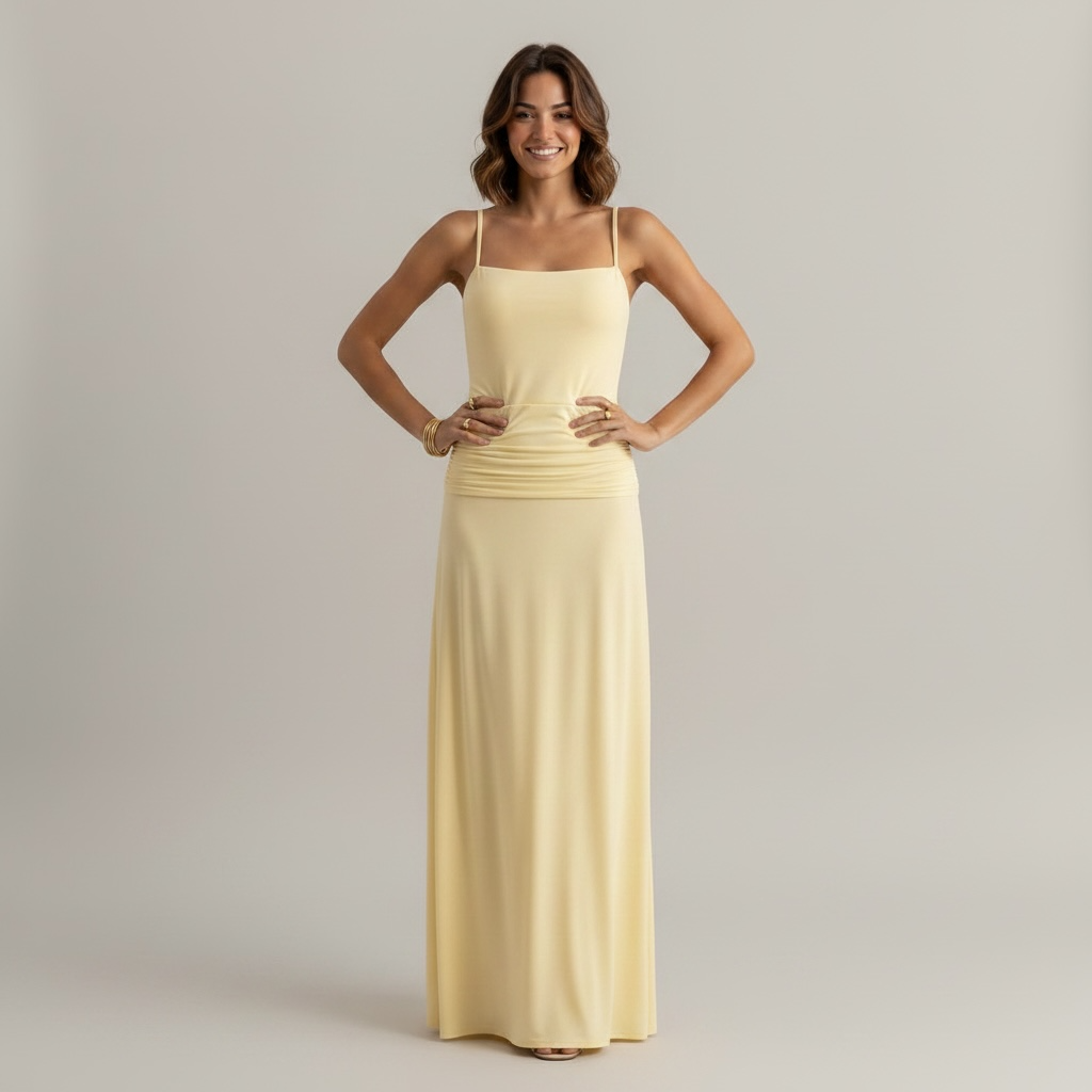 Robe maxi halter dos nu drapée – Robe de Luxe de la boutique Lovea Paris
