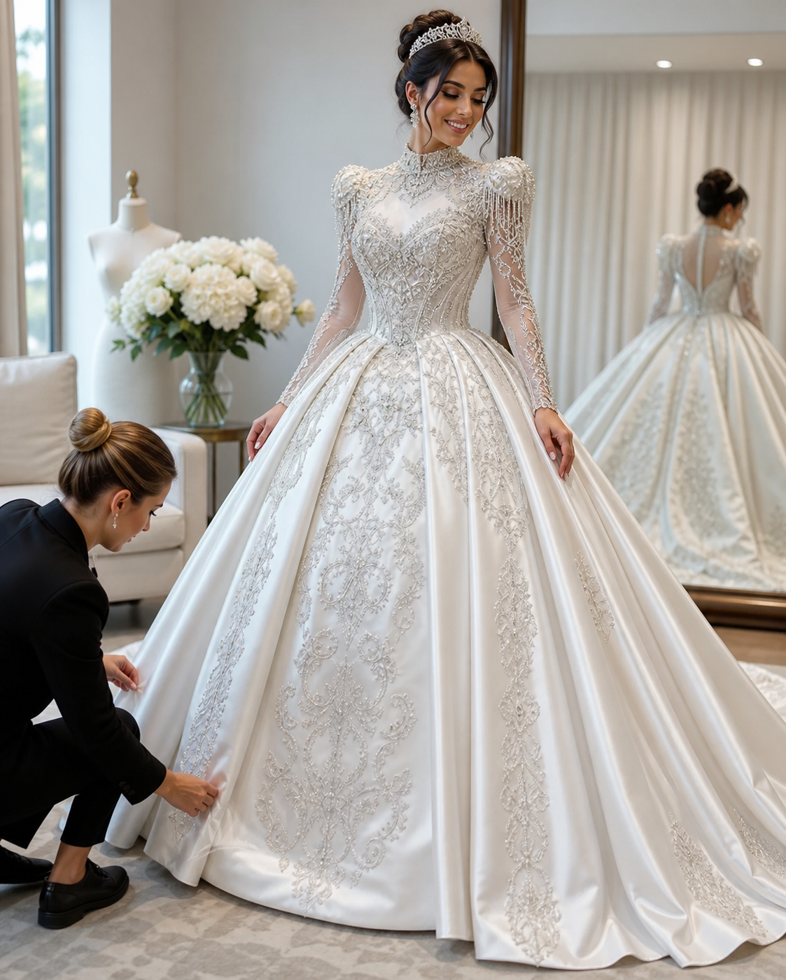 Robe de mariée 2-en-1 satin convertible sur mesure – Robe de Luxe de la boutique Lovea Paris