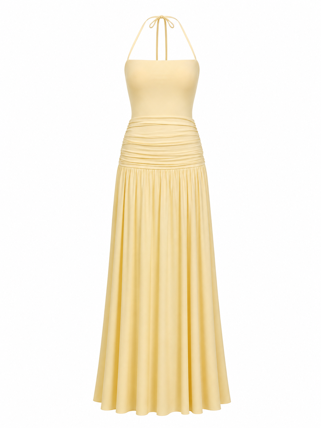 Robe maxi halter dos nu drapée – Robe de Luxe de la boutique Lovea Paris