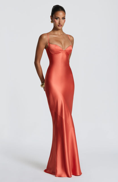 Robe Longue Amorette - Orange brûlé