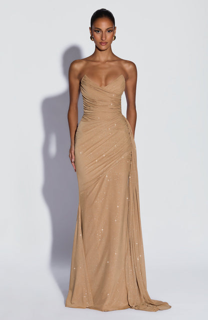 Robe Longue Ashika - Doré Scintillant