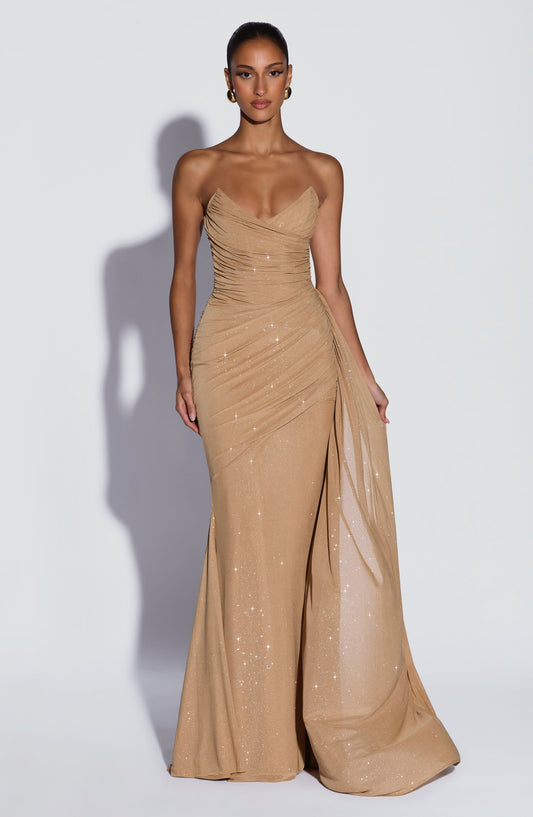 Robe Longue Ashika - Doré Scintillant