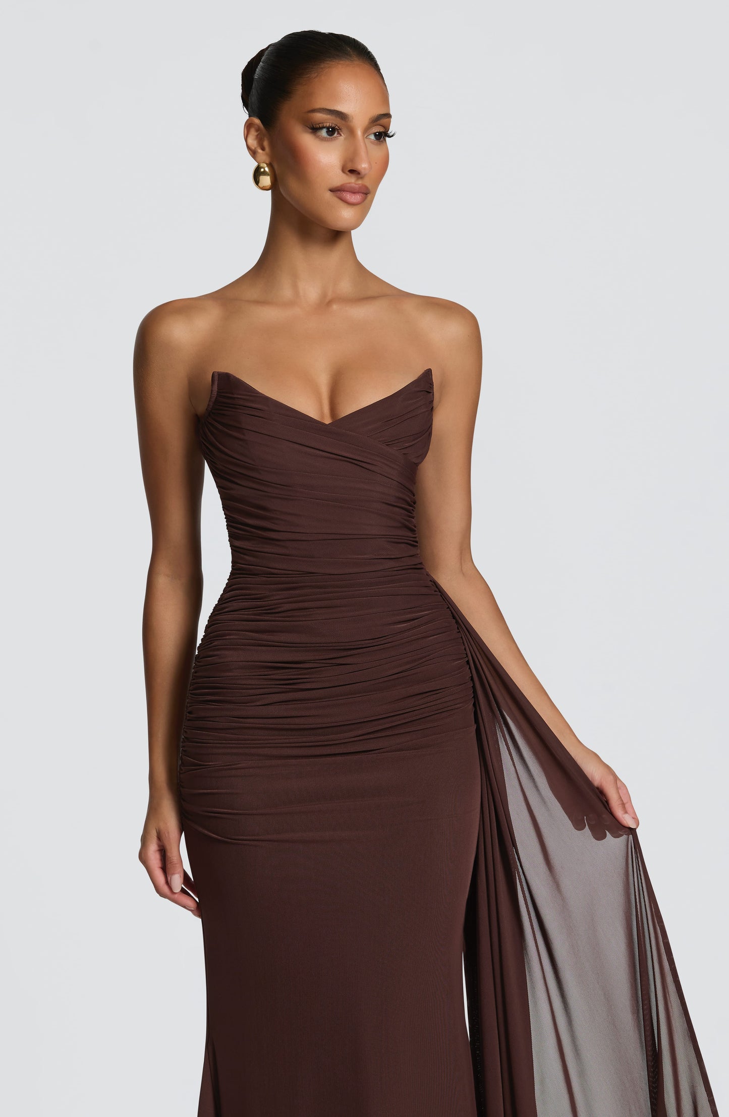 Robe Longue Ashika - Brun Prune