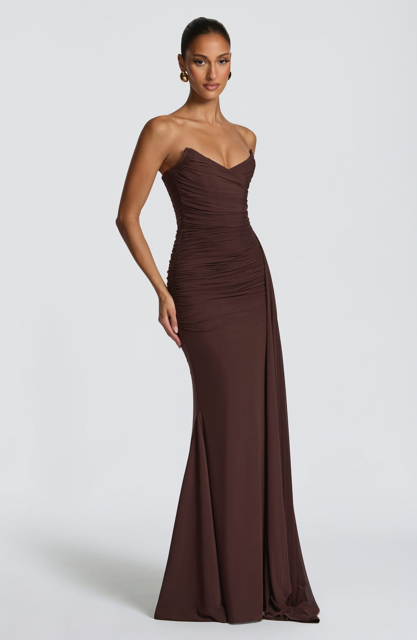 Robe Longue Ashika - Brun Prune