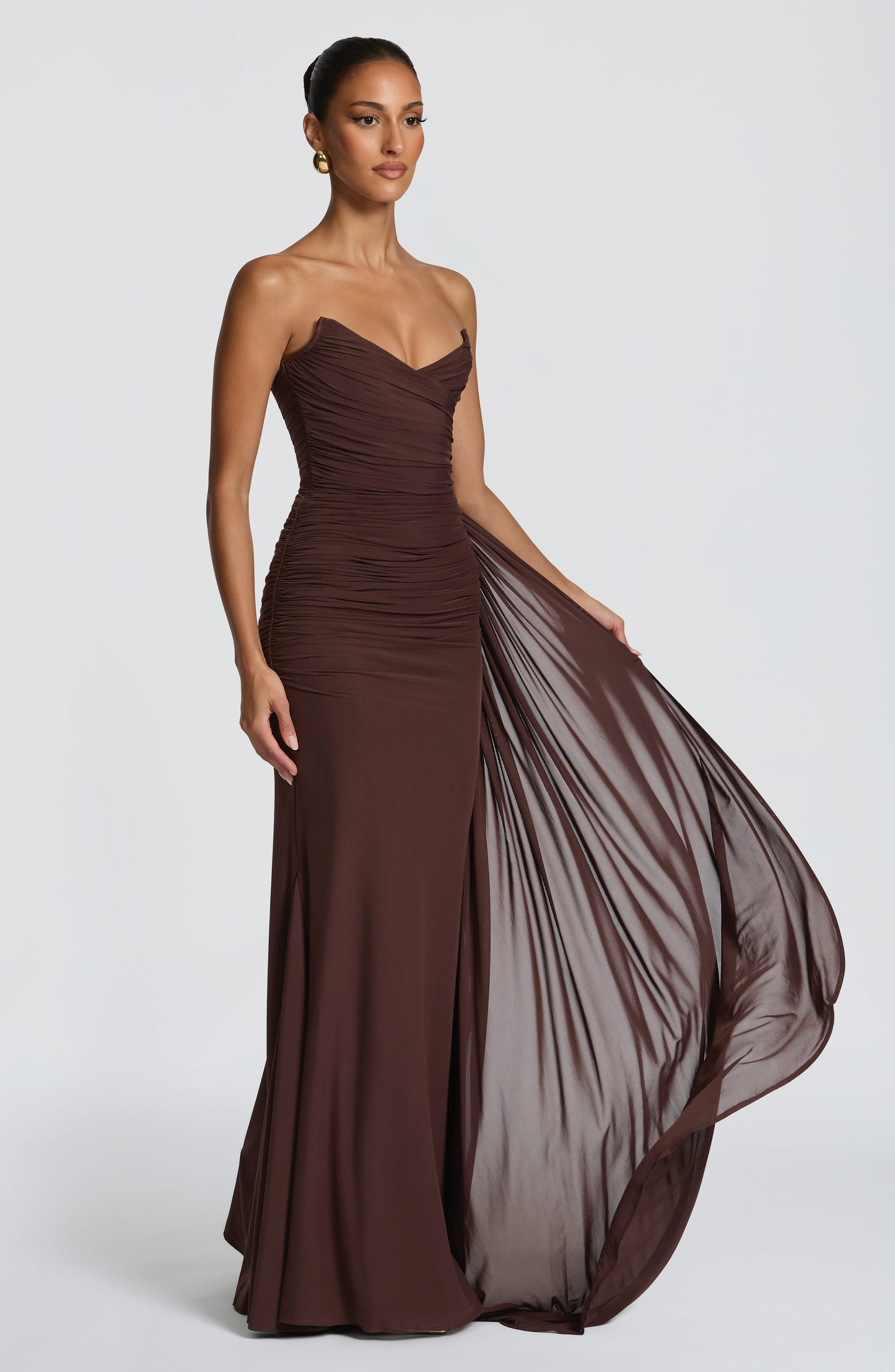 Robe Longue Ashika - Brun Prune