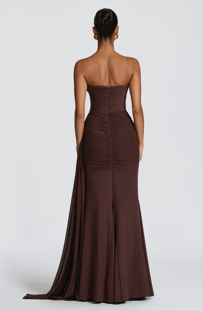 Robe Longue Ashika - Brun Prune