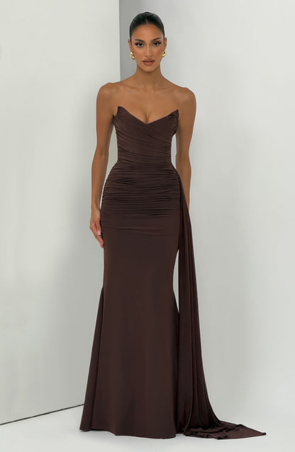 Robe Longue Ashika - Brun Prune