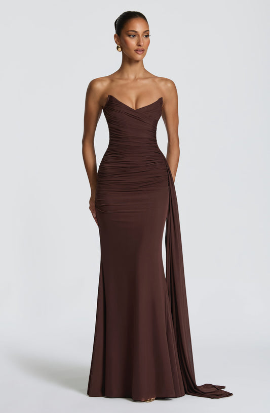 Robe Longue Ashika - Brun Prune