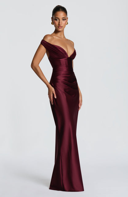 Robe Longue Aurelia - Cerise laquée