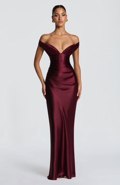 Robe Longue Aurelia - Cerise laquée