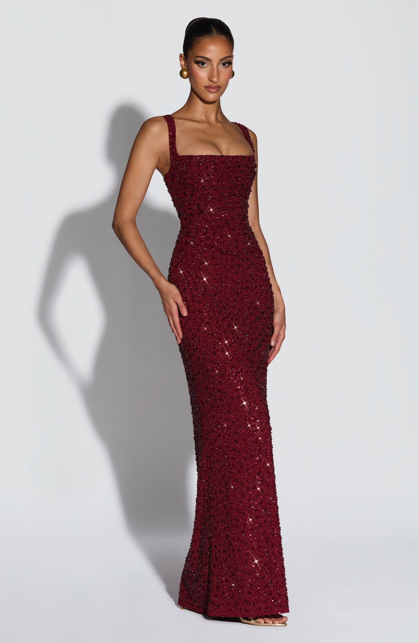 Robe Longue Calanthe - Bourgogne Scintillant