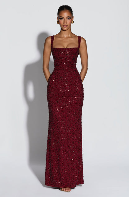 Robe Longue Calanthe - Bourgogne Scintillant