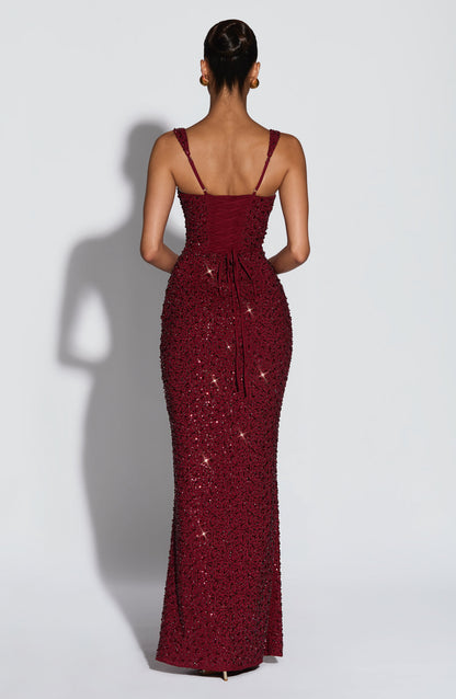 Robe Longue Calanthe - Bourgogne Scintillant