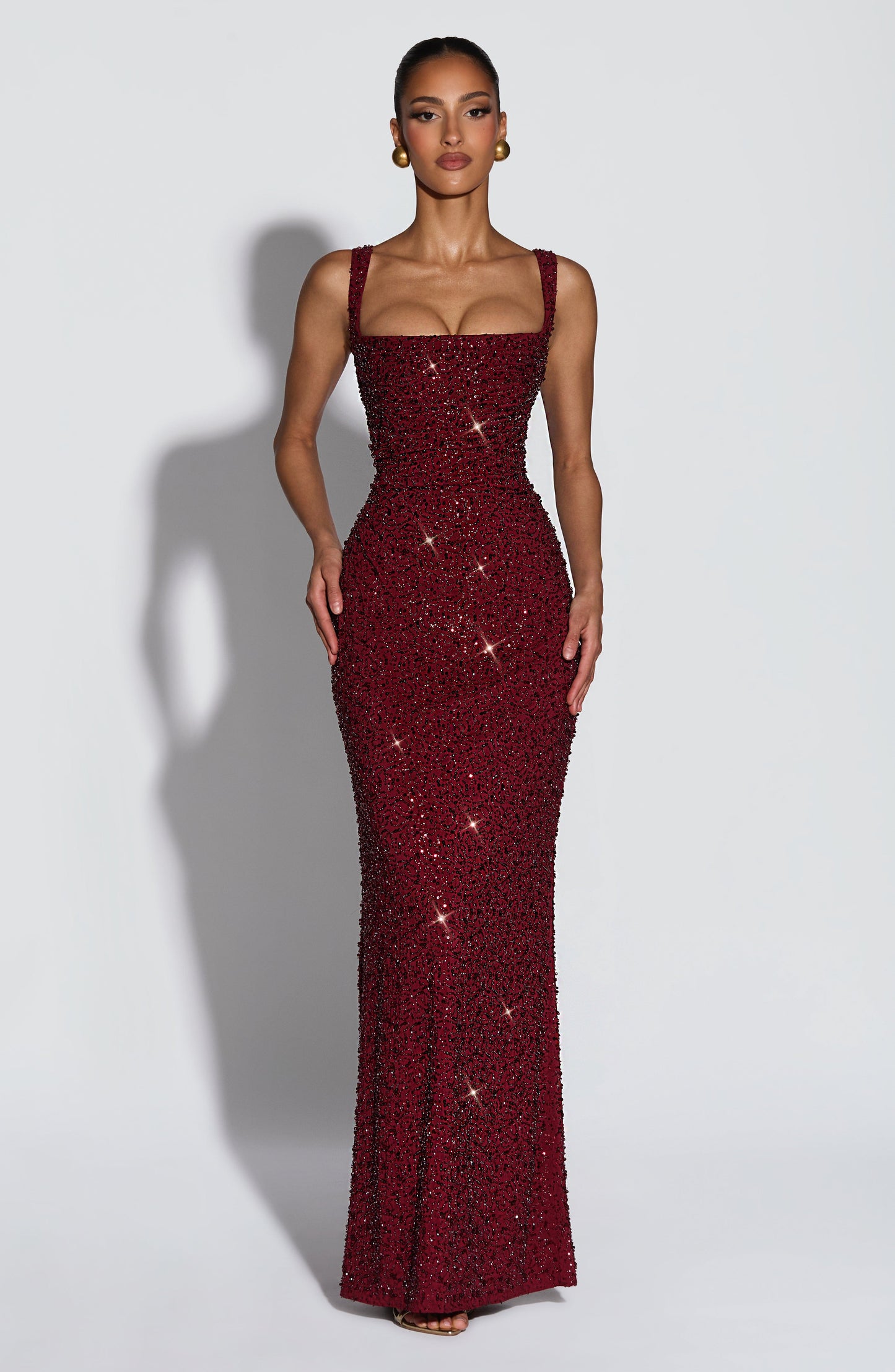Robe Longue Calanthe - Bourgogne Scintillant