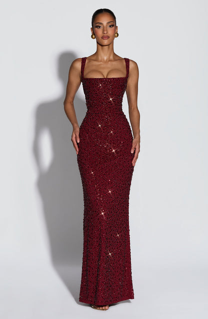 Robe Longue Calanthe - Bourgogne Scintillant