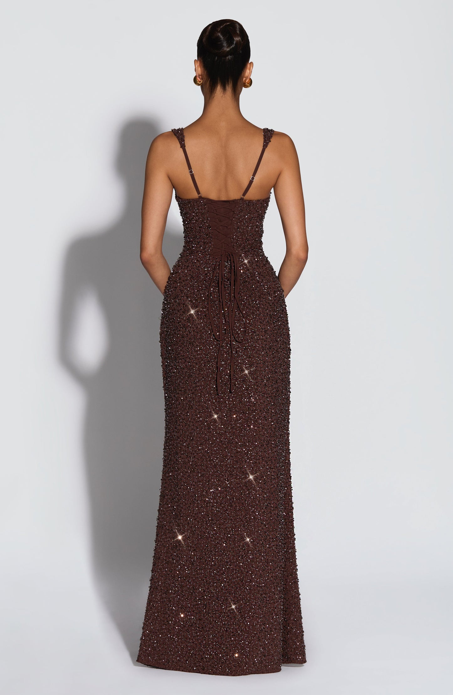 Robe Longue Calanthe - Brun prune scintillant