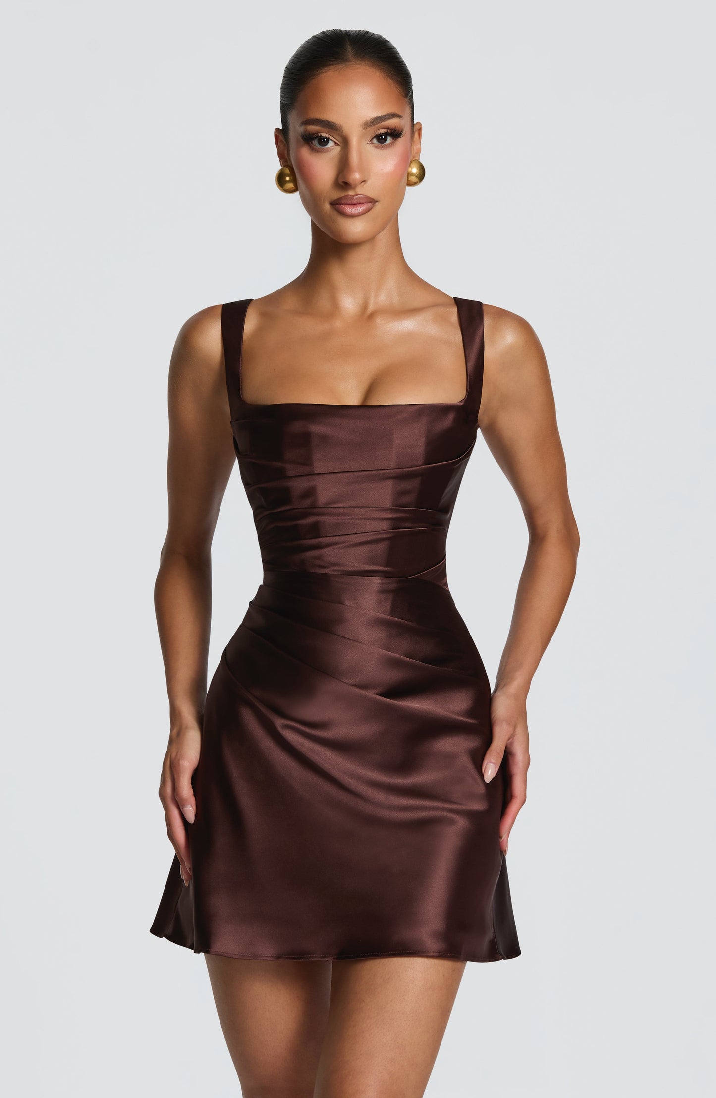 Robe Courte Calanthe - Brun Prune