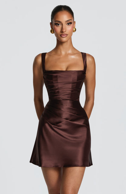 Robe Courte Calanthe - Brun Prune