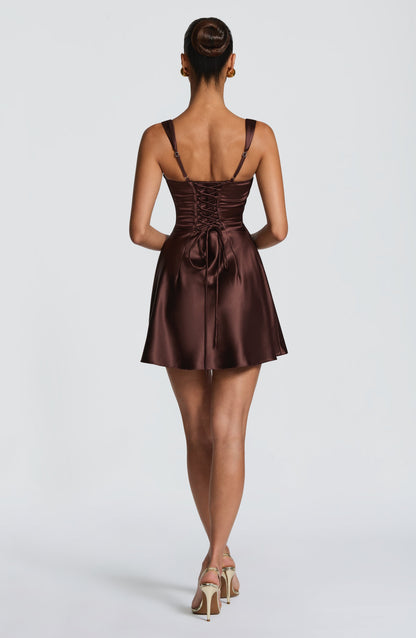 Robe Courte Calanthe - Brun Prune