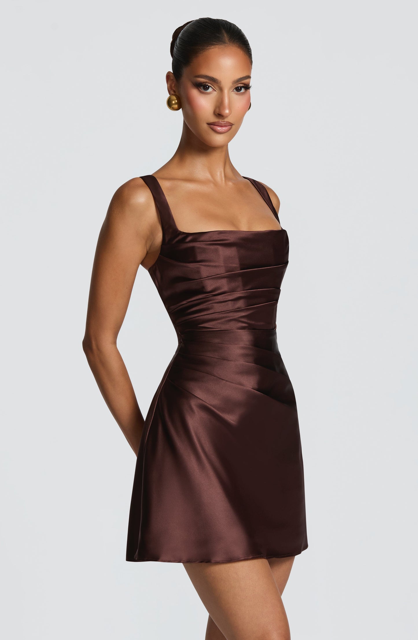 Robe Courte Calanthe - Brun Prune