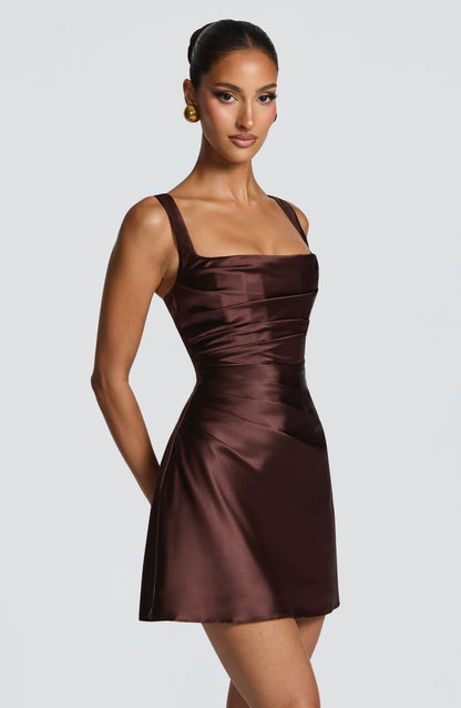Robe Courte Calanthe - Brun Prune