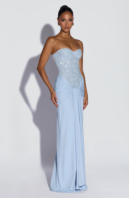 Robe Longue Carina - Bleu glacier