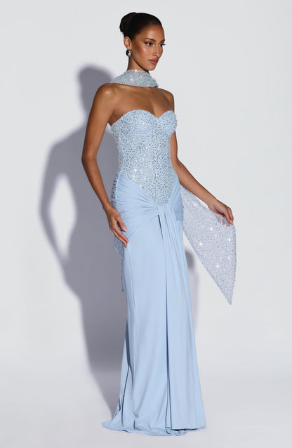 Robe Longue Carina - Bleu glacier