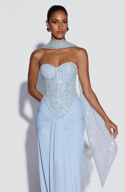 Robe Longue Carina - Bleu glacier