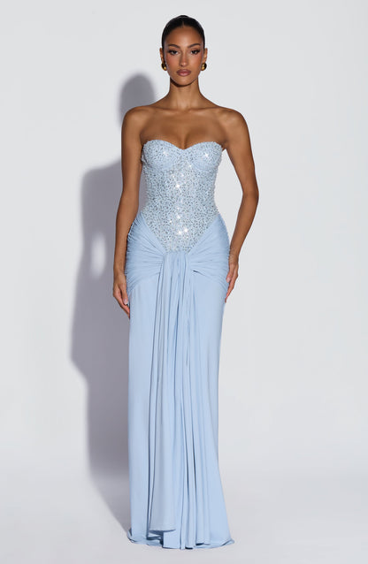 Robe Longue Carina - Bleu glacier