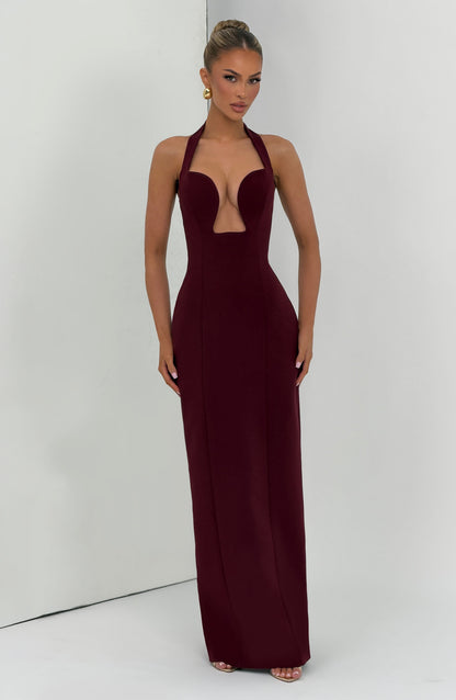 Robe Longue Charlotte - Cerise laquée