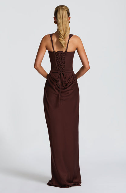 Robe Longue Cornelia - Brun Prune