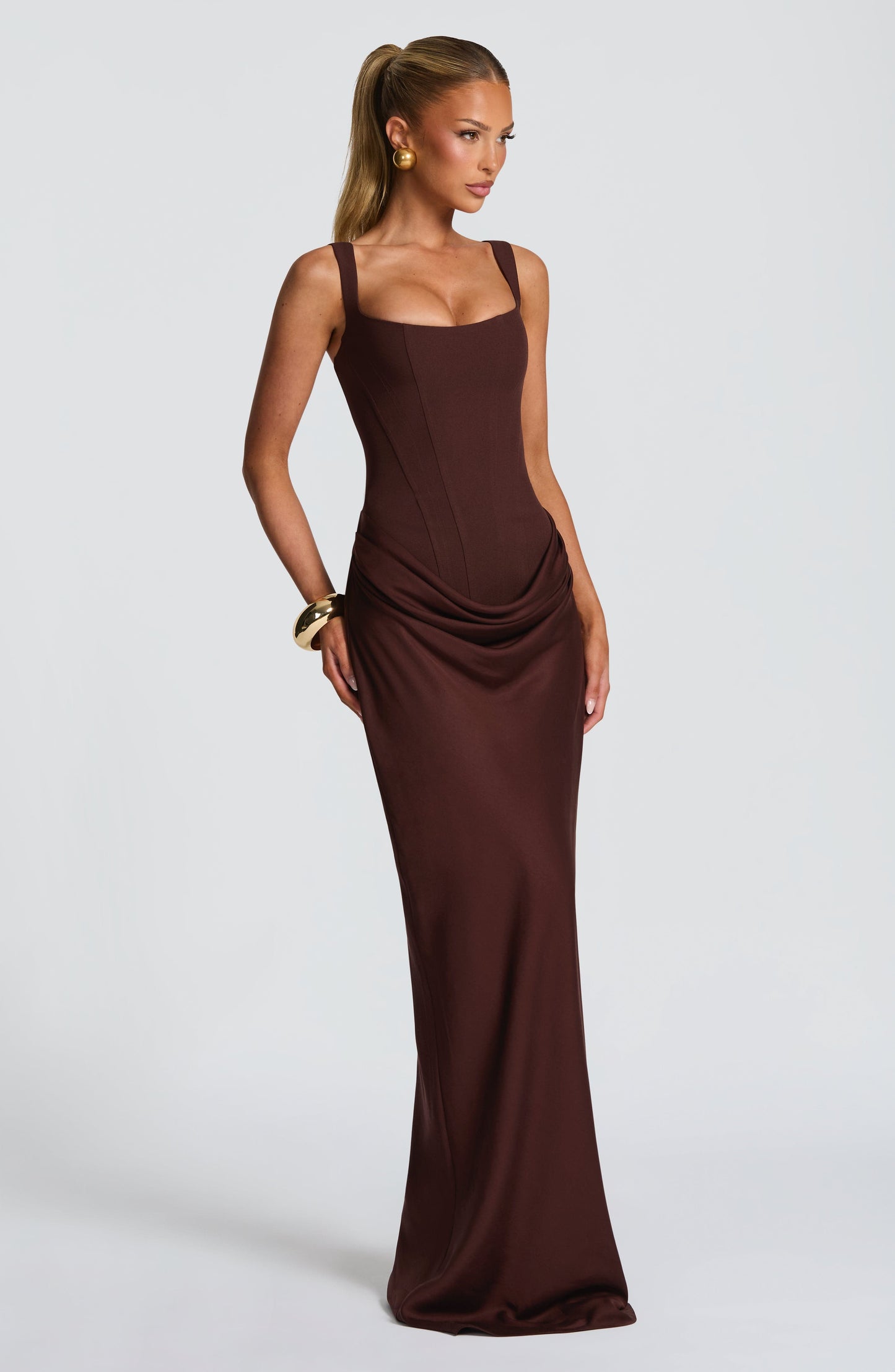 Robe Longue Cornelia - Brun Prune