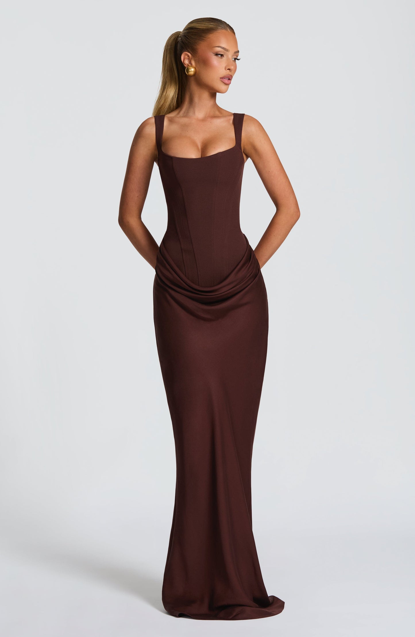 Robe Longue Cornelia - Brun Prune
