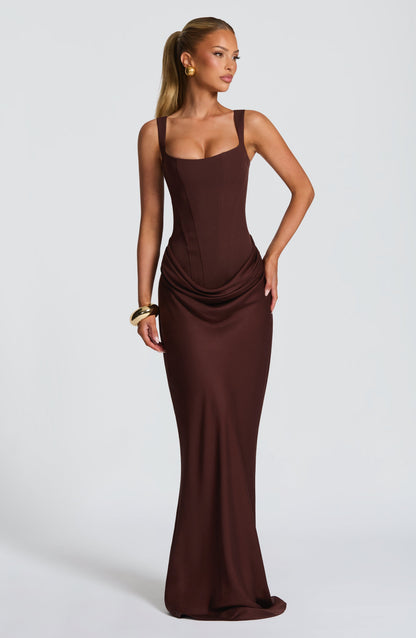Robe Longue Cornelia - Brun Prune