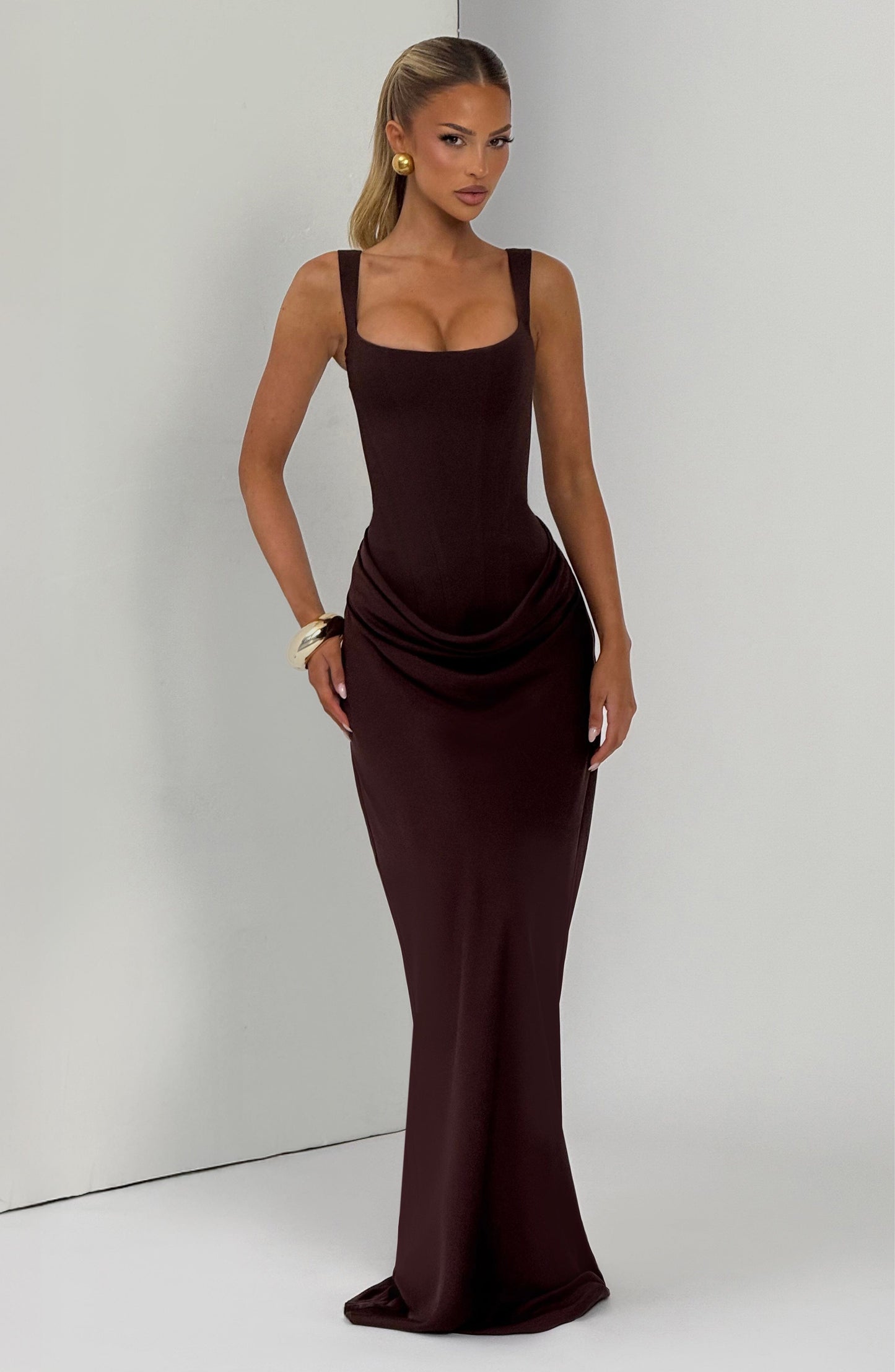 Robe Longue Cornelia - Brun Prune