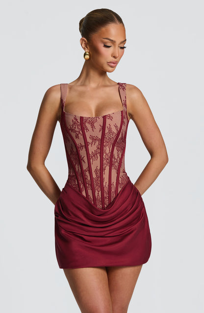 Robe Courte Cornelia - Burgundy Lace
