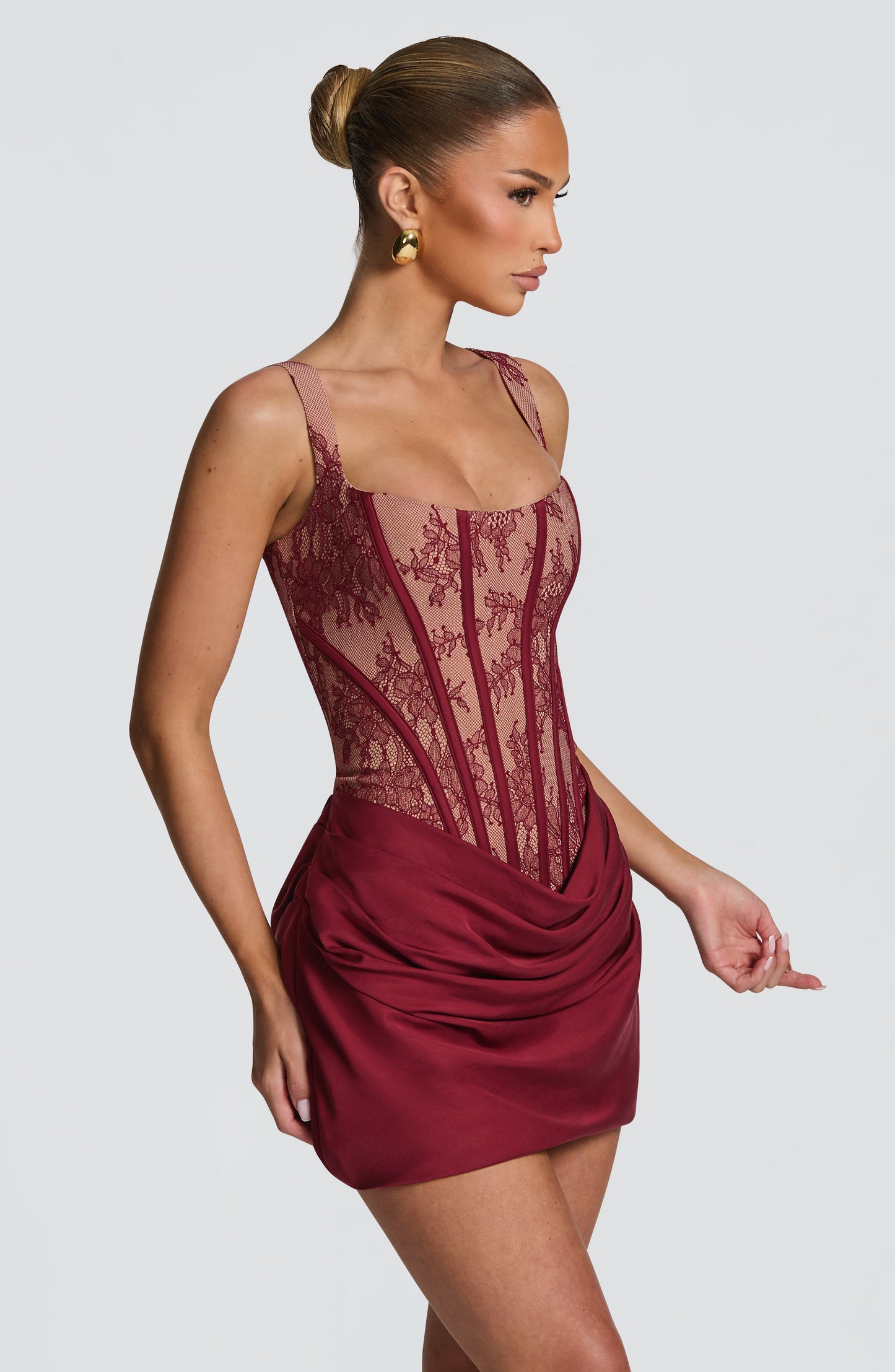 Robe Courte Cornelia - Burgundy Lace