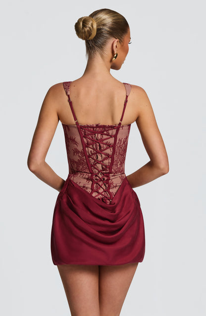 Robe Courte Cornelia - Burgundy Lace