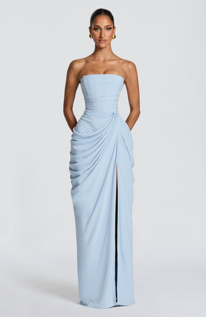 Robe Longue Cyra - Bleu Glacier
