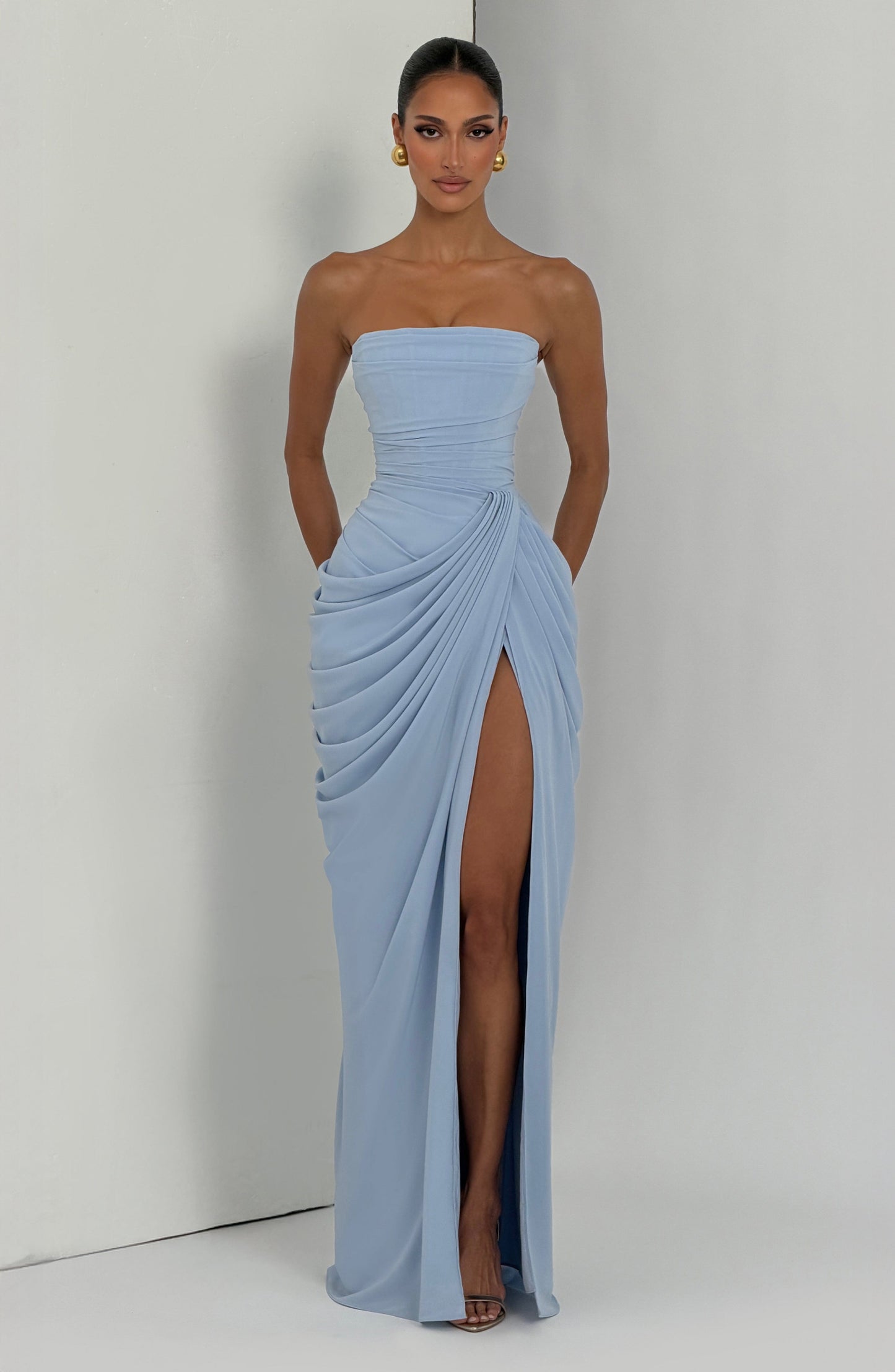 Robe Longue Cyra - Bleu Glacier